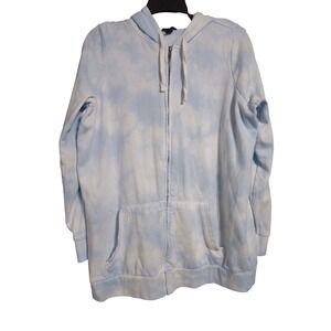 Torrid Tie Dye Zip Up Hoodie Sweatshirt Blue White Size 00 (M/L) Oversized EUC